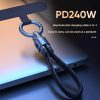New PD240W Fast Charging Leather Lanyard Keychain Data Cable