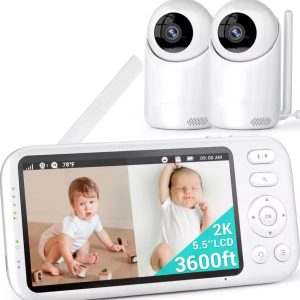 2K Video Baby Monitor with 2 Cameras and Audio